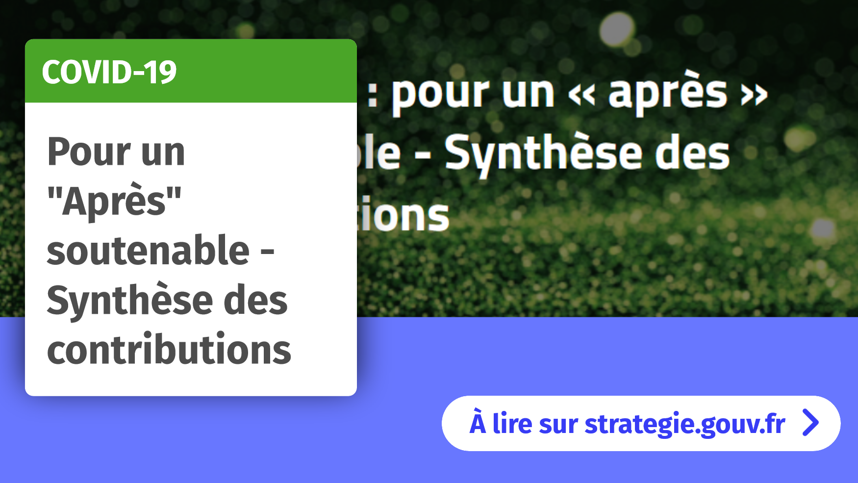 COVID-19 Pour un après soutenable
