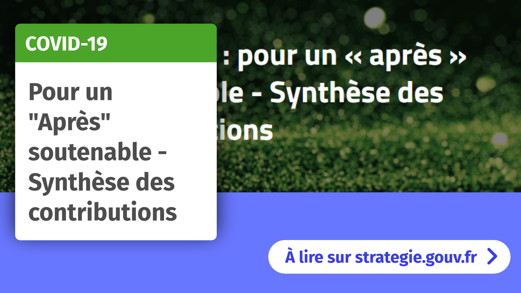 COVID-19 Pour un après soutenable 