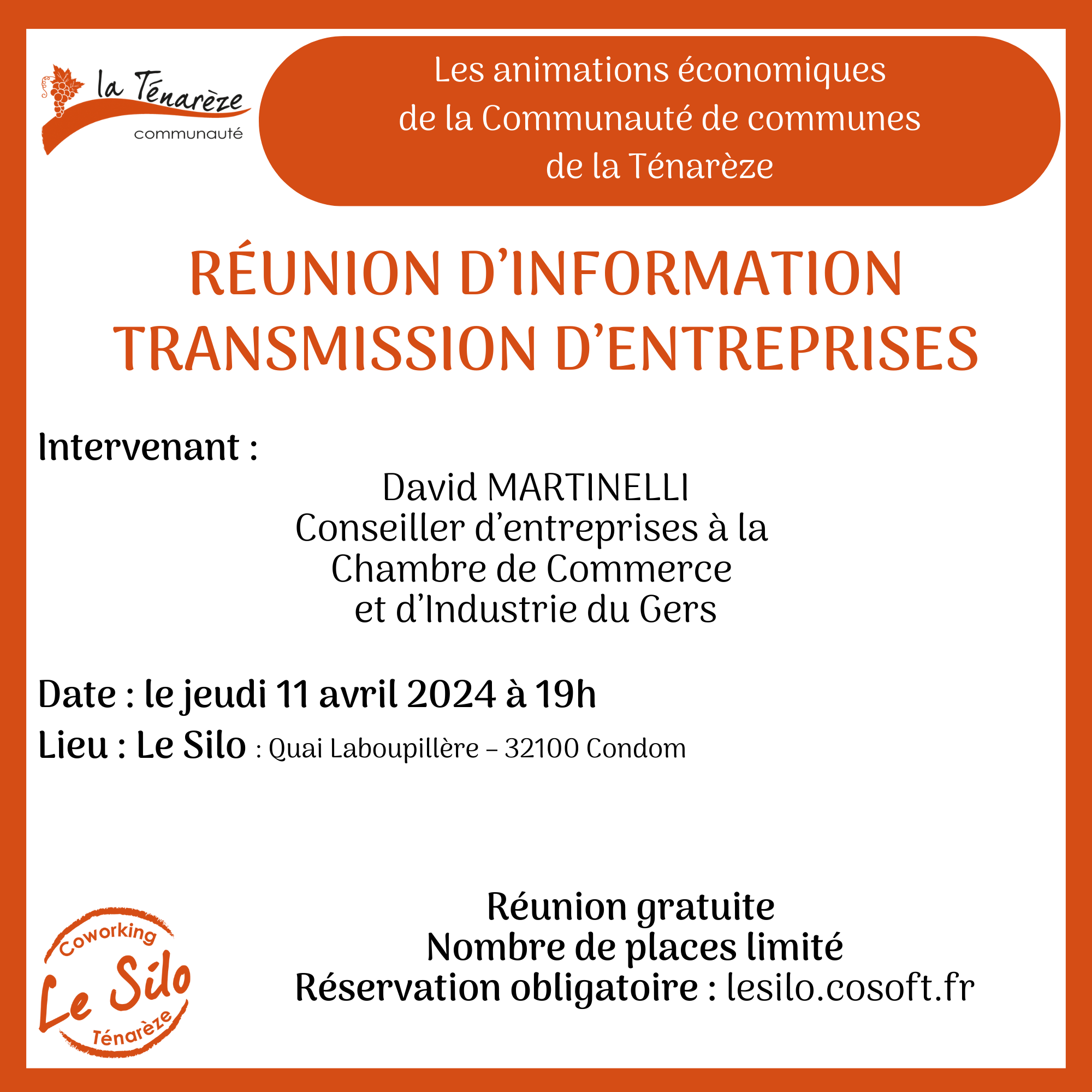 Réunion d'information Transmission d'entreprise 